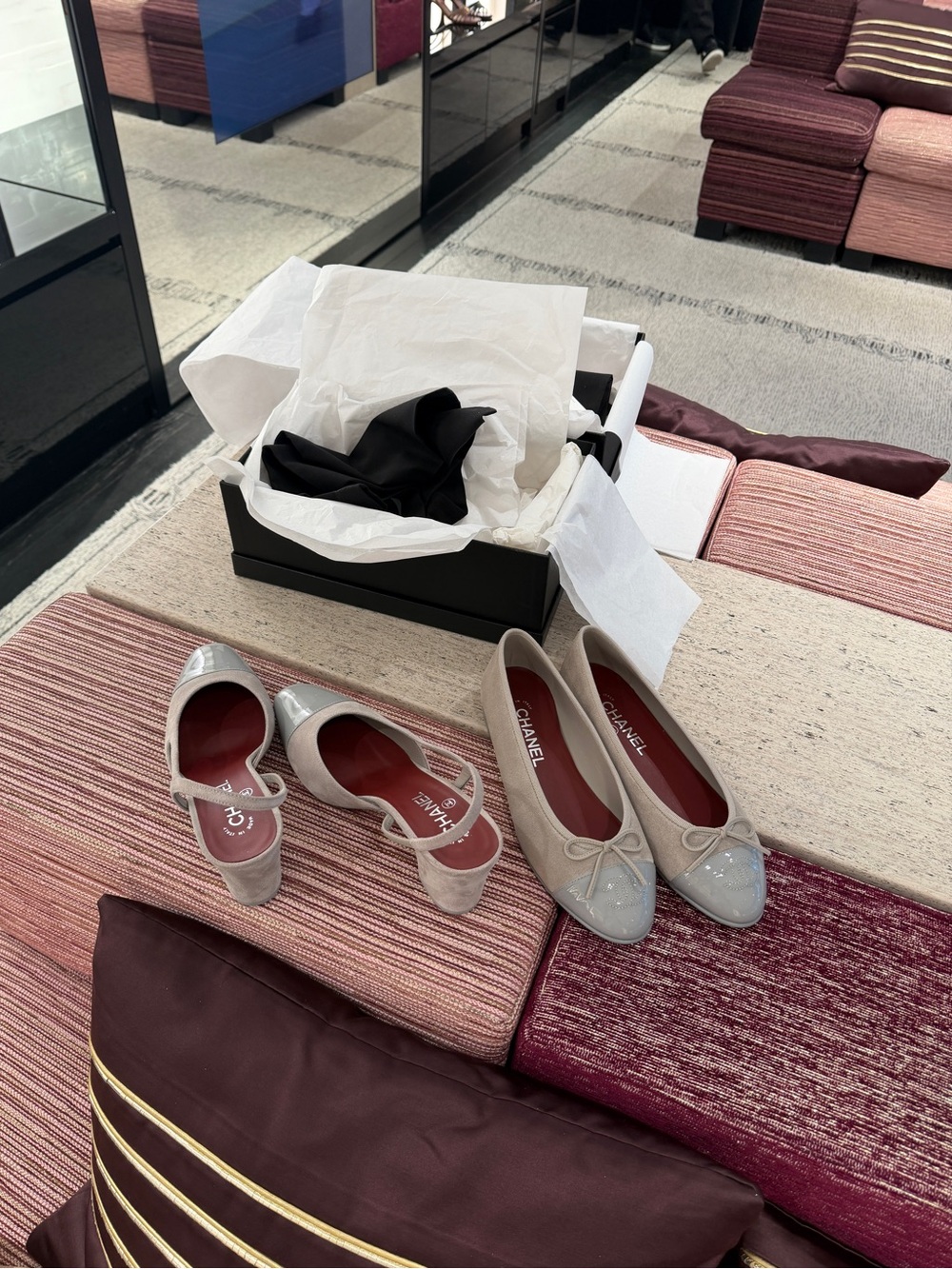 Chanel Grey Suede Ballerina Flats | BNIB | Size 37.5C